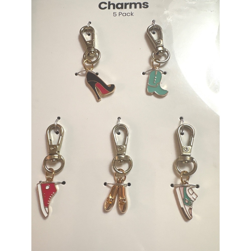 Shoe Enamel Metal Charm‎ 5 Pack High Heel Cowboy Boot Sneaker Ballet Slipper Set